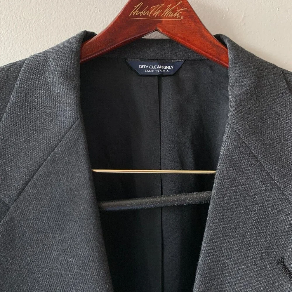 Kuppenheimer Executive Wool‎ Blazer Men's 44R Solid Gray Suit Jacket Sport Coat